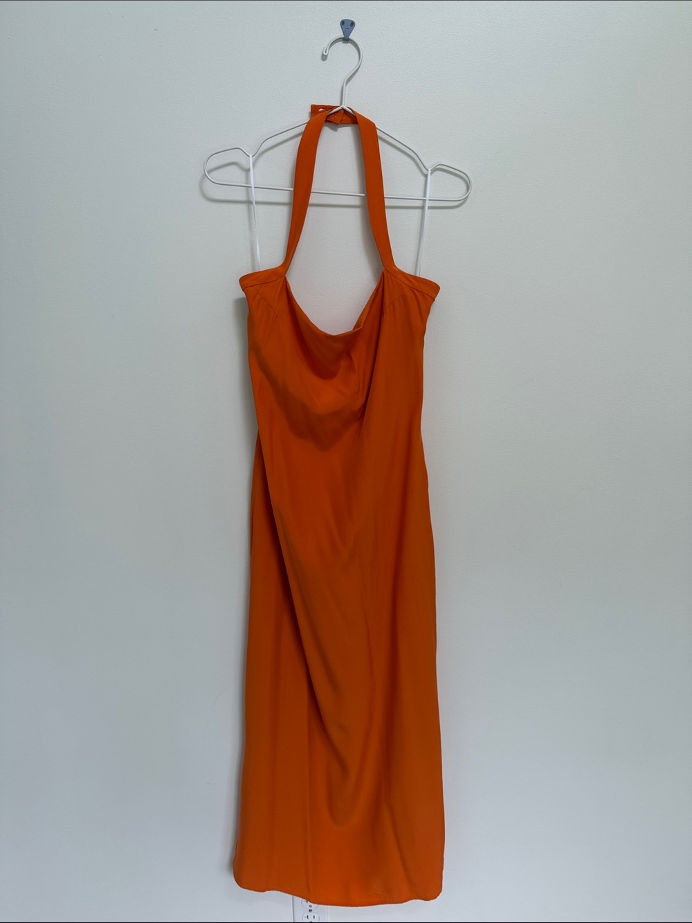 Reformation Orange 100% silk Halter Midi Dress